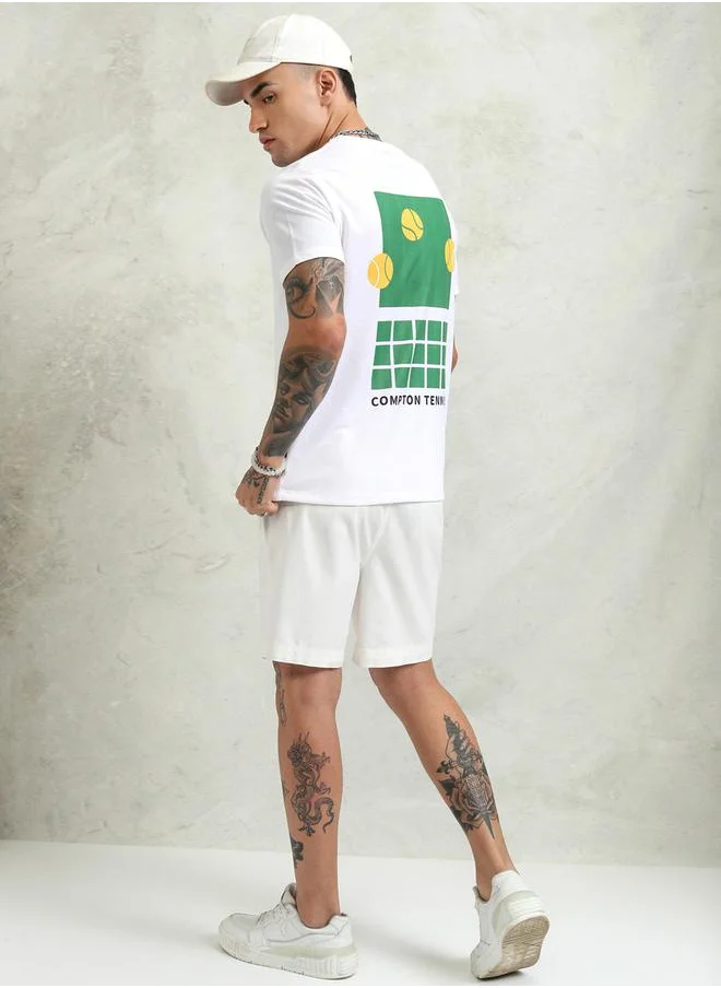 هاي لاندر Graphic Print Round Neck Relaxed Fit T-Shirt