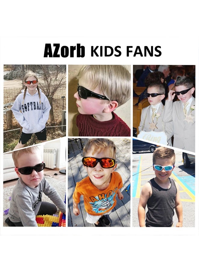 AZorb - Kids Sunglasses for Boys Girls Polarized Sports Childrens Cycling Soft Silicone Frame Sun Glasses for Kids Age 3-14 UV Protection Sunglasses Black - Image 1
