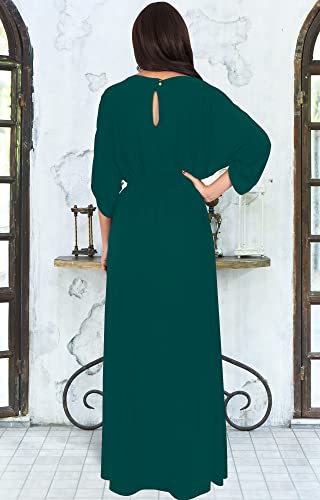 KOH KOH Womens Long Flowy Casual Short Half Sleeve with Sleeves Fall Winter Floor Length Evening Modest A-line Formal Maternity Gown Gowns Maxi Dress Dresses, Emerald Green M 8-10 - Image 5