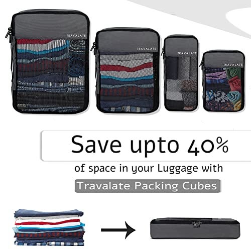 TRAVALATE Polyester 4 Set Packing Cubes 4 Various Sizes Travel Luggage Packing Clothes And Undergarment Organizer Bags Set For Men And Women, Grey - Image 3