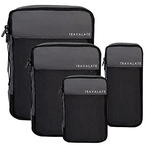 TRAVALATE Polyester 4 Set Packing Cubes 4 Various Sizes Travel Luggage Packing Clothes And Undergarment Organizer Bags Set For Men And Women, Grey - Image 1