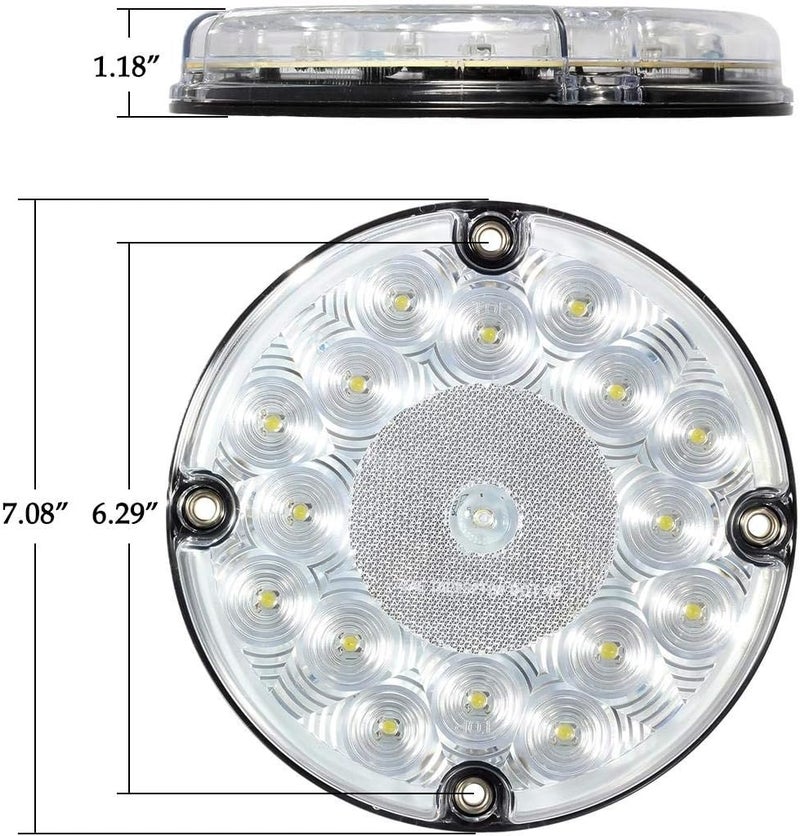 Partsam 2Pcs 7" Round White LED Backup Lights - 17 LED Marker Clearance Running Lights for Transit Vehicles, Trucks, and Trailers - Image 5
