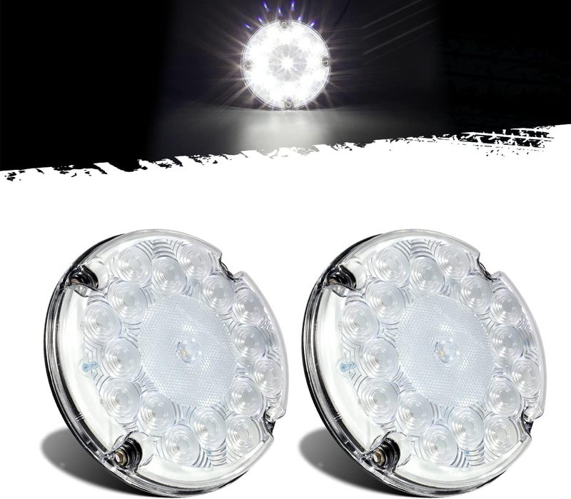 Partsam 2Pcs 7" Round White LED Backup Lights - 17 LED Marker Clearance Running Lights for Transit Vehicles, Trucks, and Trailers - Image 1