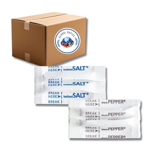 Global Basics Individual Salt and Pepper Packets | 200 Pairs of Salt and Pepper Packets Single Serve | 400 Total Salt and Black Pepper Portion Packets (400) - Image 1