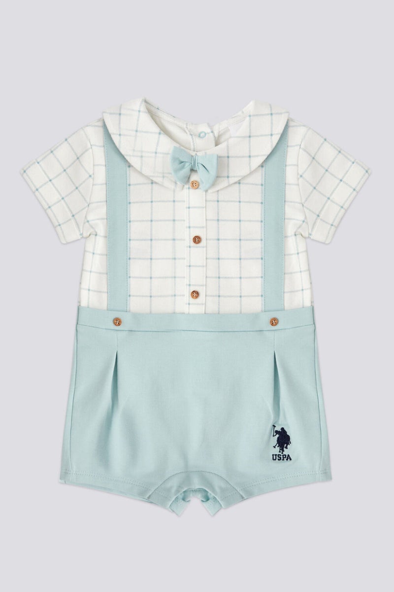 U.S. Polo Assn. Base. Polo Assn Licensed Bow Tie Green Baby Boy Jumpsuit  - Image 1