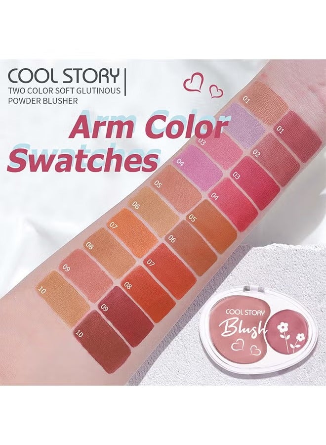 كول ستوري كريم مزدوج الاحمرار ، خفيفة الوزن بلوش لوحة - ناعم طبيعي مزيج ماكياج الاحمرار - طويلة الأمد طوال اليوم الوجه الاحمرار لوحة الخطوط # 03 - Image 3