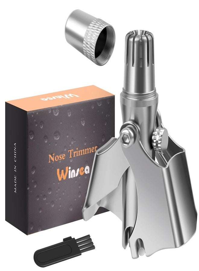 Winsea Stainless Steel Hair Trimmer for Men and Women - Manual Nose and Ear Hair Trimmer, Nose Clippers, 360° Rotating Hair Trimmer, Washable Nose Hair Remover - Image 1