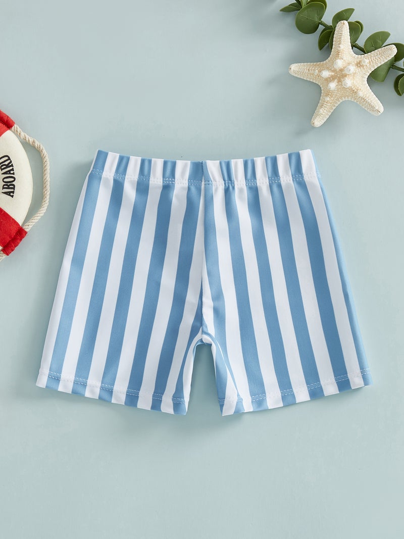 Swim Trunks for Baby Boys Fashion Stripes Print Elastic Waist Beach Shorts Kid Board Shorts - Image 1