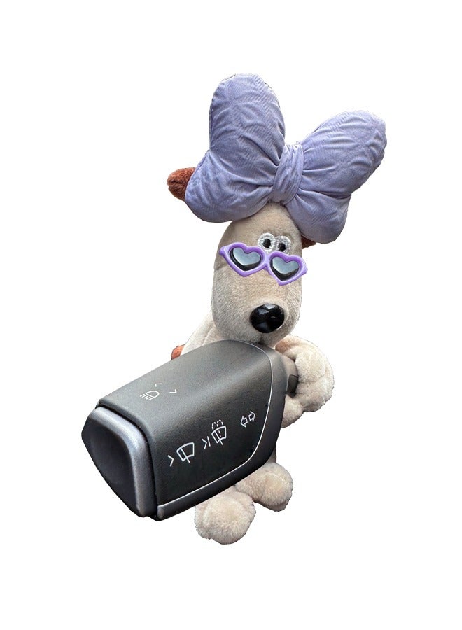 لعبة جرو لطيف محشو، دمية جرو، زخرفة قطب سيارة، زخرفة سيارة (قوس أرجواني وزجاج) - Image 2