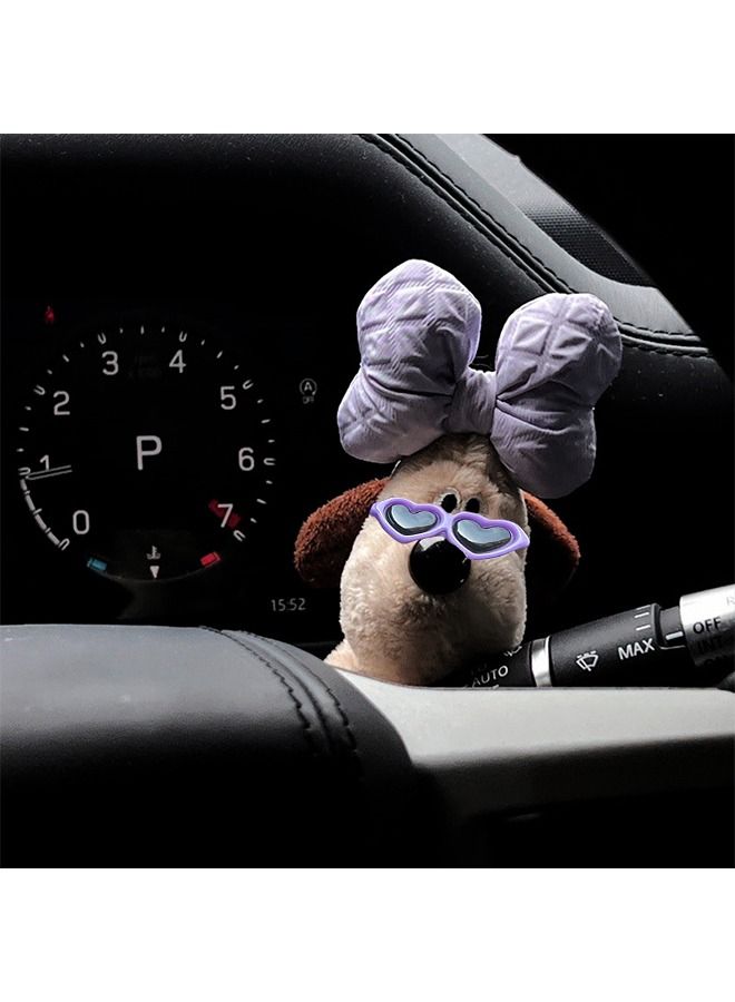 لعبة جرو لطيف محشو، دمية جرو، زخرفة قطب سيارة، زخرفة سيارة (قوس أرجواني وزجاج) - Image 4