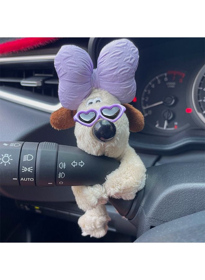 لعبة جرو لطيف محشو، دمية جرو، زخرفة قطب سيارة، زخرفة سيارة (قوس أرجواني وزجاج) - Image 5