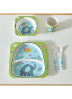 Playland Elephant 5-Piece Bamboo Dinner Set 21.4 x 21.4 cm