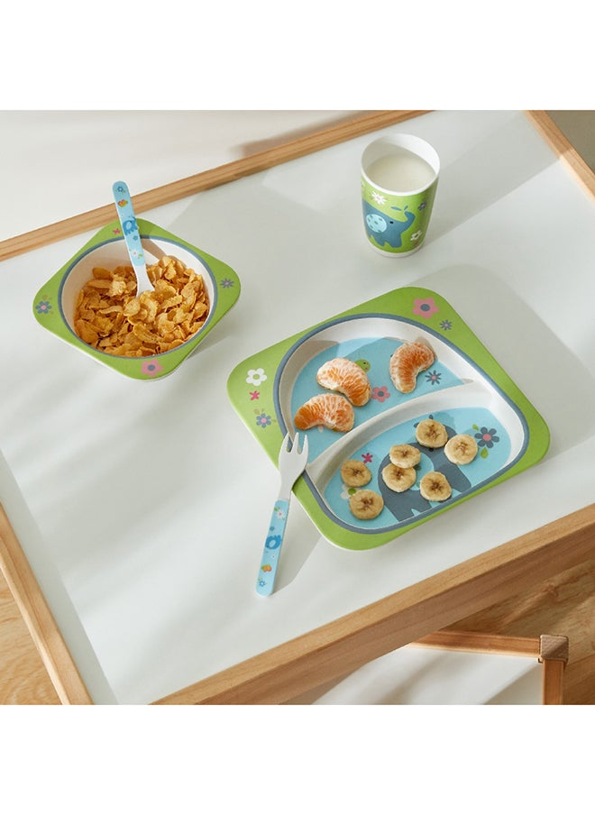 Home Box - Playland Elephant 5-Piece Bamboo Dinner Set 21.4 x 21.4 cm - Image 1