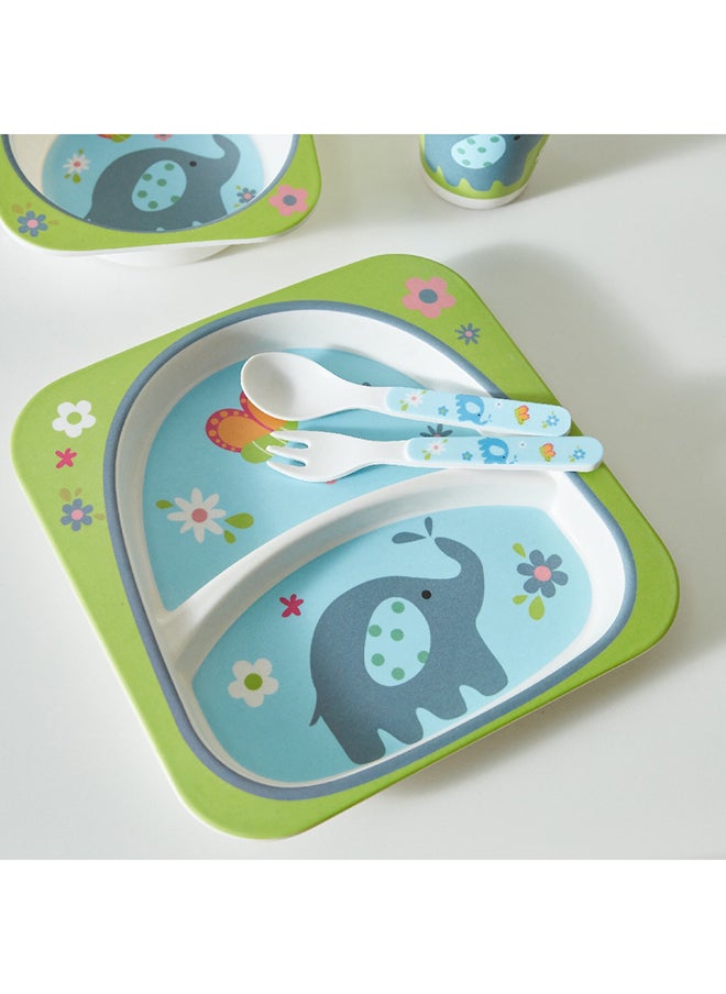 Home Box - Playland Elephant 5-Piece Bamboo Dinner Set 21.4 x 21.4 cm - Image 1