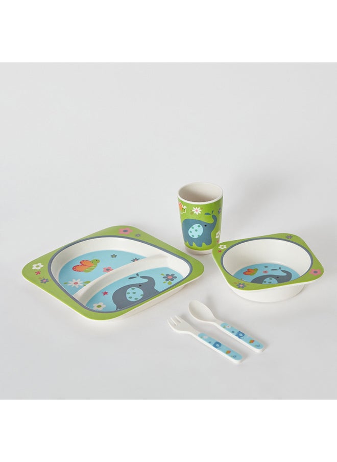 Home Box - Playland Elephant 5-Piece Bamboo Dinner Set 21.4 x 21.4 cm - Image 1
