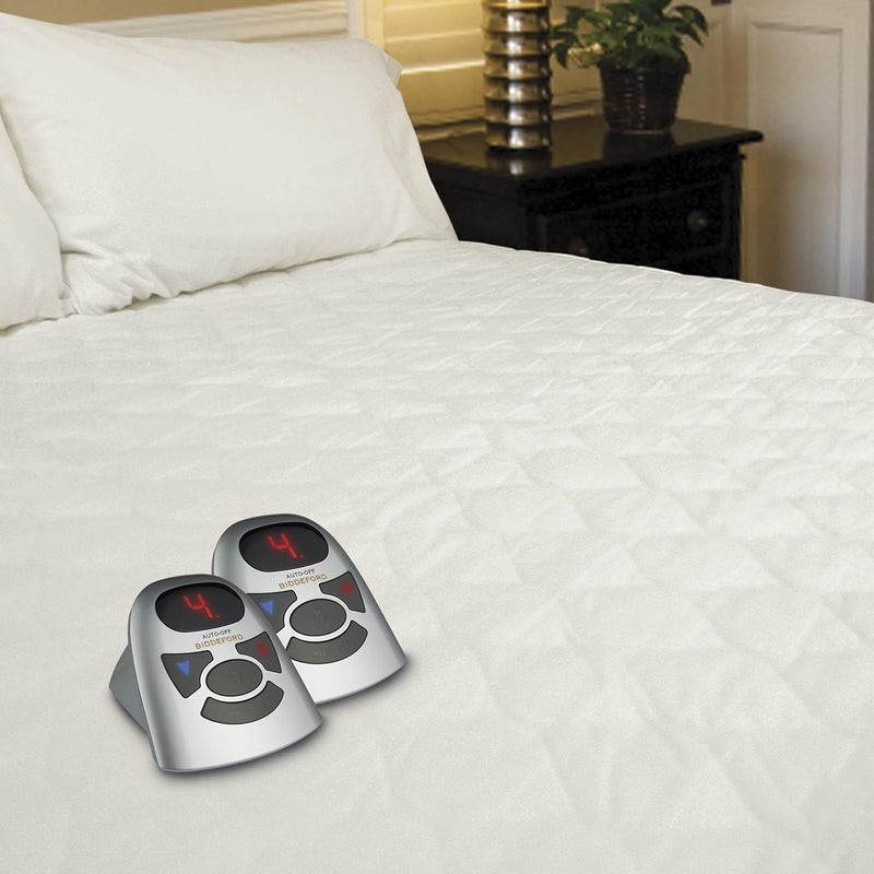 Biddeford 6 Ounce Quilted Electric Heated Mattress Pad with Digital Controller, King, White - Image 2