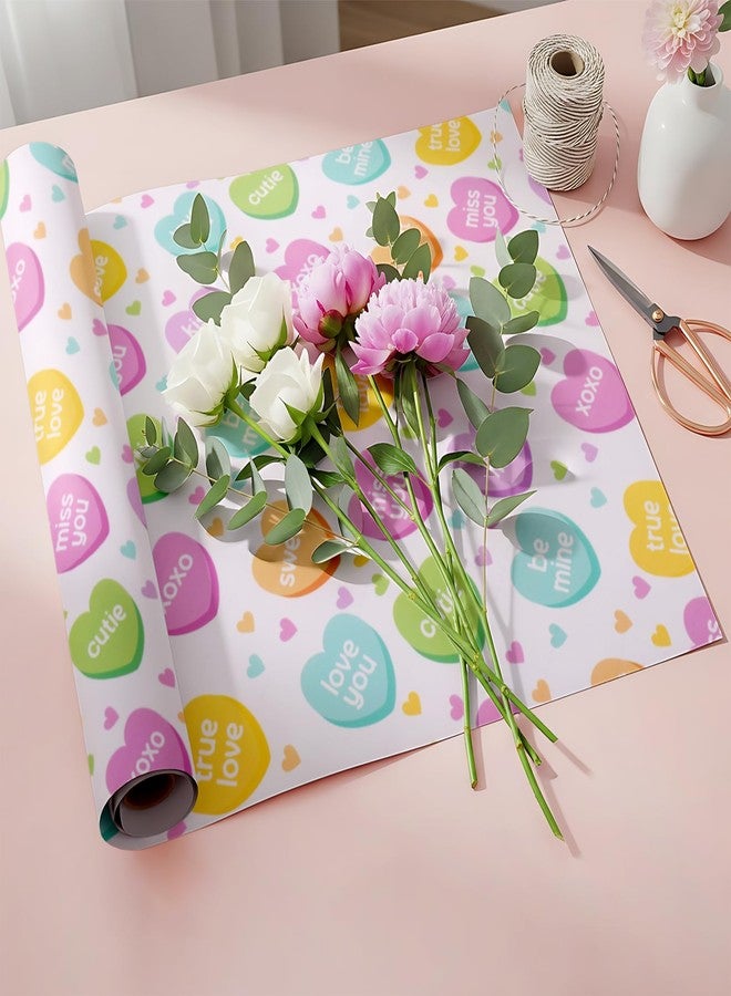Fabllewavi 1 Roll Valentine’s Day Conversation Heart Wrapping Paper Mini Roll - 17in x 32.8Ft Romantic Love Heart Pattern Gift Wrap Paper for Valentines Day DIY Crafts Anniversary Wedding Party Supplies - Image 5