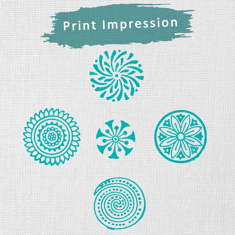 TWOGRAMS Wooden Printing Stamps - Blocks for Printing Saree Border/Dresses/Craft Card Making/Scrapbook/Clay Pottery | Set of 5 | - Image 4