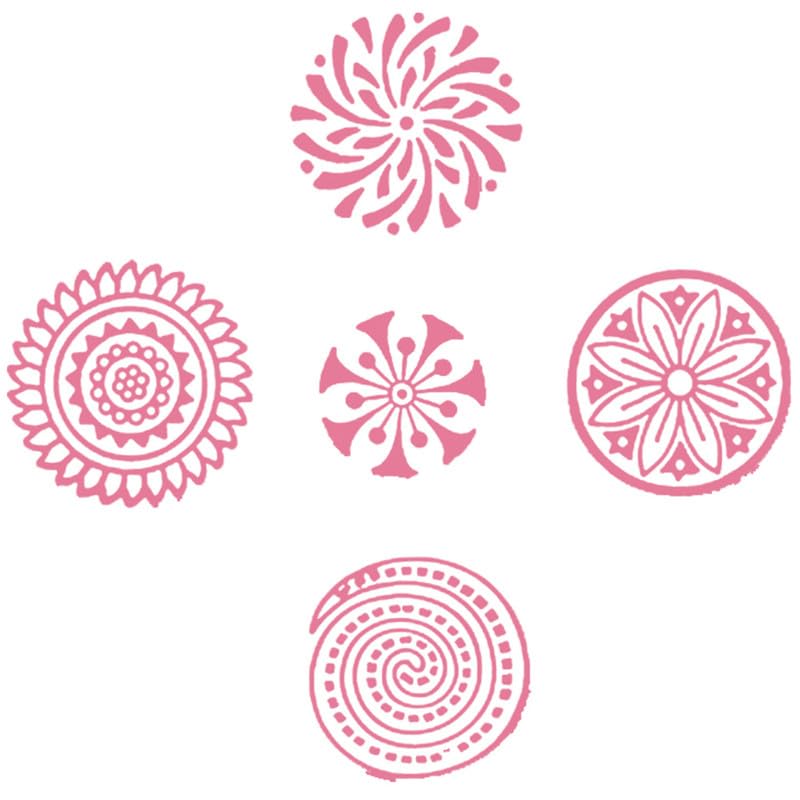 TWOGRAMS Wooden Printing Stamps - Blocks for Printing Saree Border/Dresses/Craft Card Making/Scrapbook/Clay Pottery | Set of 5 | - Image 3