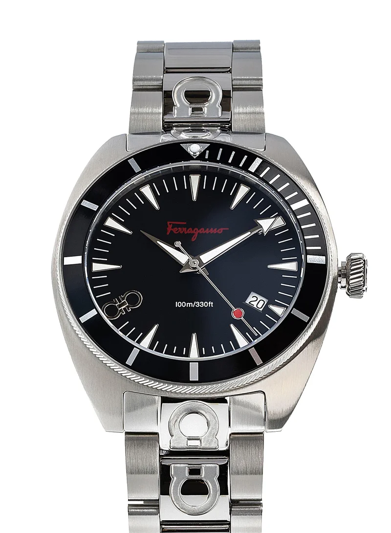 فيراغامو ساعة إكسبيرينس كوارتز بقرص أسود