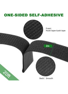 erorex Adjustable Cable Straps Velcro Cable Ties 2 Inch *16.4Ft Hook And Loop Straps With 20 Buckles Free Cut Self Securing Strap Reusable Nylon Securing Cord Ties For Cable Organiser Storage  - Image 2