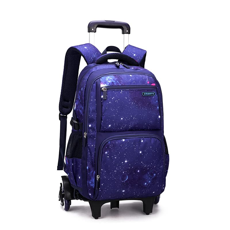 VIDOSCLA Elementary Galaxy Teens Rolling Backpack Kids Boys Luggage with Wheels Trolly BookBag for School-6 Wheels - Image 1