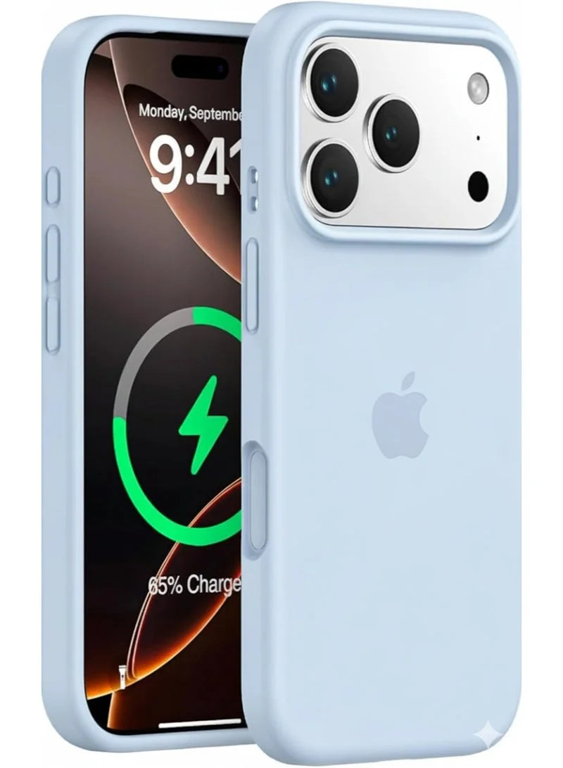 موبكوس جراب آيفون  برو ماكس أزرق سماوي فاخر مغناطيسي مقاوم للصدمات نحيف ناعم يدعم الشحن اللاسلكي