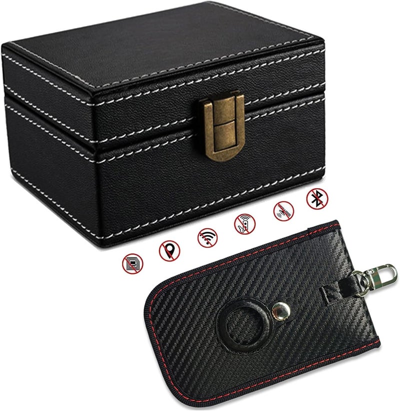 FOVNOT Faraday Box for Car Keys, Faraday Pouch for Car Keys Car Key Signal Blocking Box Anti Theft Car Key Box Key Fob Protector RFID Signal Blocking Pouch with Airtag Cover Anti-Theft Signal Blocker - Image 1