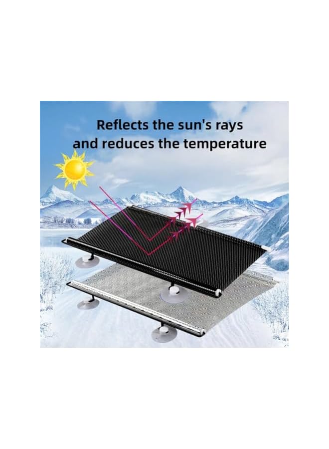 The Bros ستائر شفافة محمولة بسحب الهواء (68 سم × 125 سم) ستائر مكتبية قابلة للسحب بدون ثقب ستائر منزلية لحماية الشمس للنوافذ والشرفات بدون مسامير (عبوة 2 باللون الأسود) - Image 3