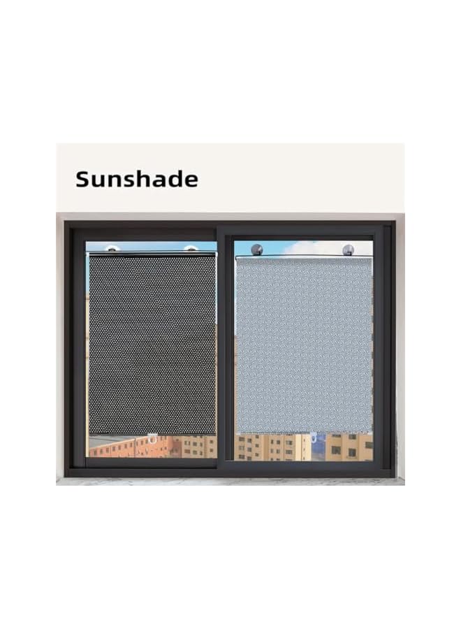 The Bros ستائر شفافة محمولة بسحب الهواء (68 سم × 125 سم) ستائر مكتبية قابلة للسحب بدون ثقب ستائر منزلية لحماية الشمس للنوافذ والشرفات بدون مسامير (عبوة 2 باللون الأسود) - Image 4