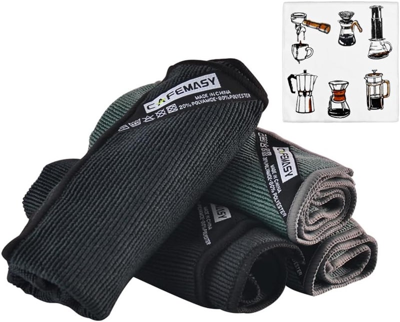 CAFEMASY Barista Micro Cleaning Towels Pack - 4pcs Soft Absorbent Non-Abrasive Micro Cleaning Cloth for Barista to Clean Steam Wand Coffee or Espresso Machine - Image 1