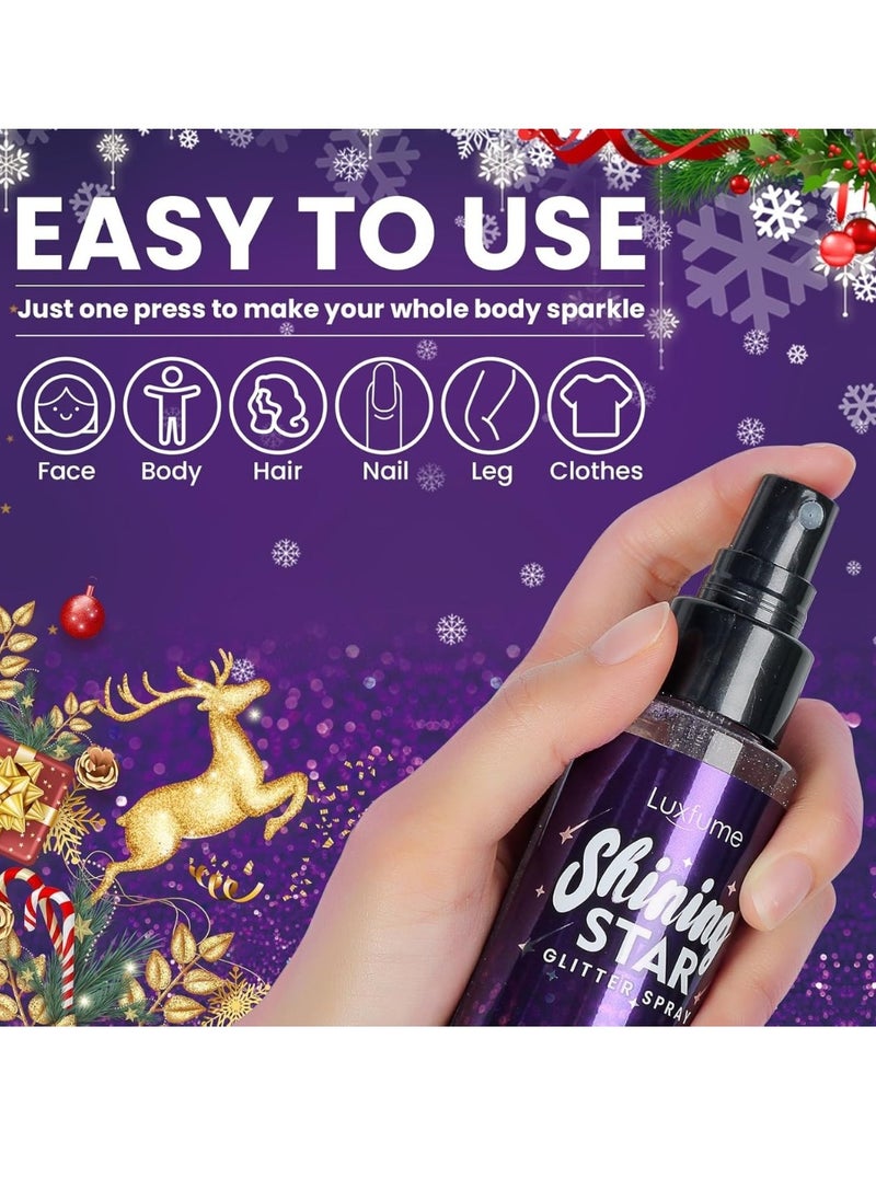 Luxfume 100ml Shiny Star Glitter Spray Glitter spray for Hair Face Body Purple Body Glitter Spray Waterproof Quick Drying Glitter Spray No Clogged Nozzles Long Lasting Body Shiny Glitter Spray  - Image 3