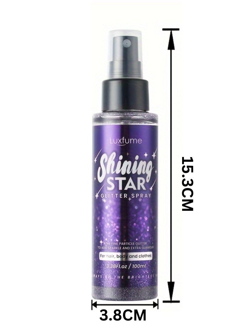 Luxfume 100ml Shiny Star Glitter Spray Glitter spray for Hair Face Body Purple Body Glitter Spray Waterproof Quick Drying Glitter Spray No Clogged Nozzles Long Lasting Body Shiny Glitter Spray  - Image 5
