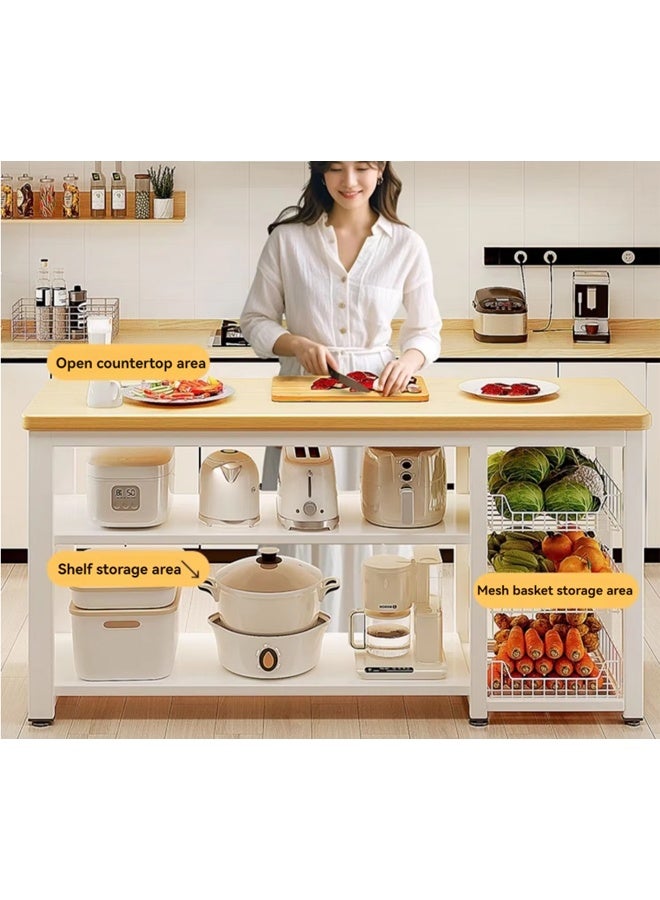 NKX Kitchen Rack Multifunctional Vegetable Basket Vegetable Cutting Table Microwave Pot Organiser Sideboard 100*35*100cm - Image 5