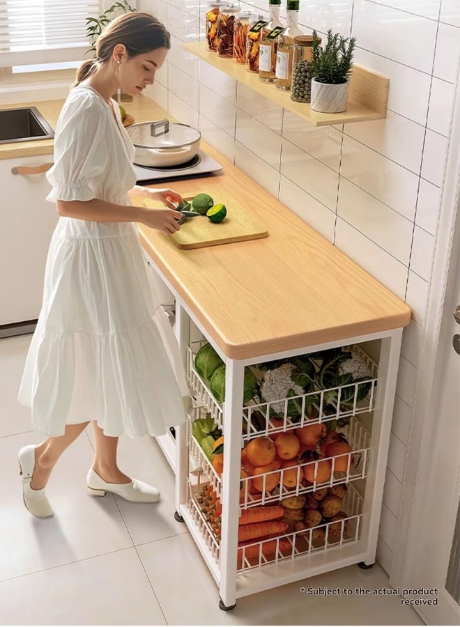 NKX Kitchen Rack Multifunctional Vegetable Basket Vegetable Cutting Table Microwave Pot Organiser Sideboard 100*35*100cm - Image 3