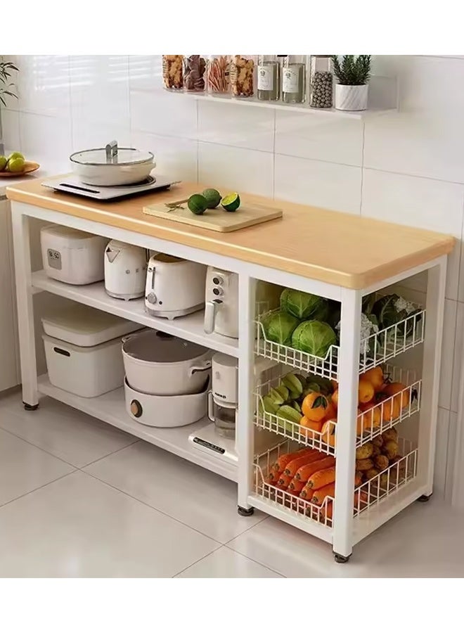 NKX Kitchen Rack Multifunctional Vegetable Basket Vegetable Cutting Table Microwave Pot Organiser Sideboard 100*35*100cm - Image 1