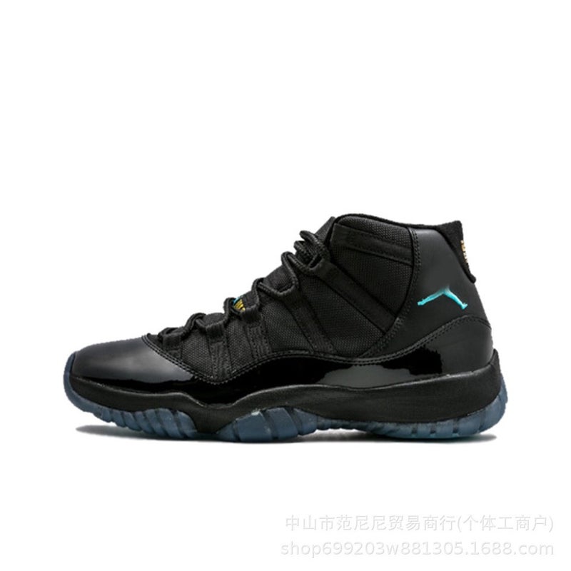 أحذية رياضية عالية الكعب للأطفال AJ11 بيغ ديفيل جو 11 باللونين الأسود والأبيض والأحمر مع حزام كانغ باللونين الأسود والأحمر - Image 1