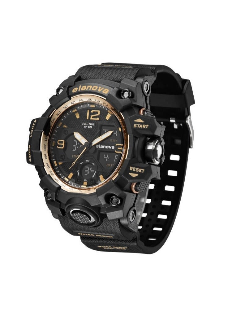 إيلانوفا ساعة يد أنيقة بعقارب وشاشة رقمية، مقاومة للماء، بسوا مقاوم للتلف، مثالية للجنسين طراز EL907 - Image 1