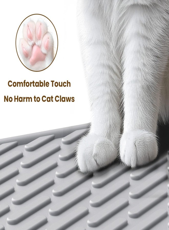 kaxionage EVA Cat Litter Trapping Mat: Easy Clean Waterproof Kitty Litter Box Mat, Anti-Slip Catcher with Grooves & Raised Edges Scatter Control (24 * 17in-Grey-1) - Image 5
