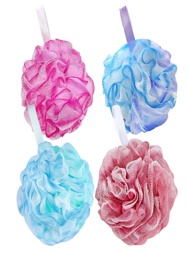 LJYBoBin Bath Sponges Loofah,Body Shower Scrubber Mesh Pouf Loofah Sponge for Women and Men,Bath Sponges for Shower Exfoliating Cleaning(Pack of 4,75G,Colorful - Image 1