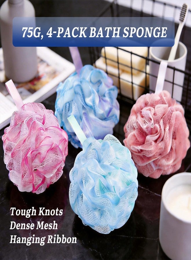 LJYBoBin Bath Sponges Loofah,Body Shower Scrubber Mesh Pouf Loofah Sponge for Women and Men,Bath Sponges for Shower Exfoliating Cleaning(Pack of 4,75G,Colorful - Image 2