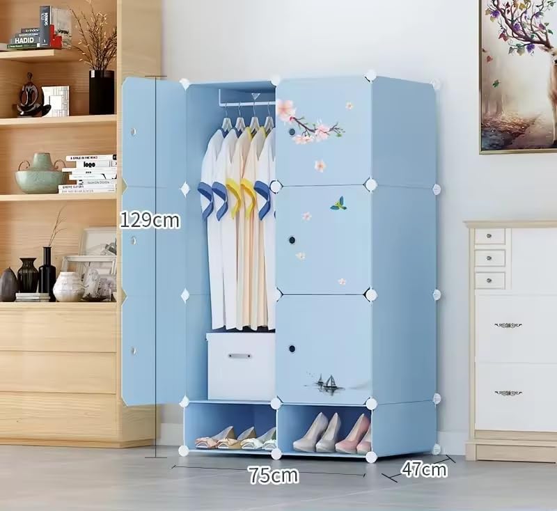 Larocia Kids Plastic Wardrobe for Clothes, Foldable Plastic Almirah for Toys & Clothes, Collapsible Wardrobe Cupboard for Clothes, Storage Rack for Kitchen Home, Living, Office (Blue, 6 Door) - Image 2