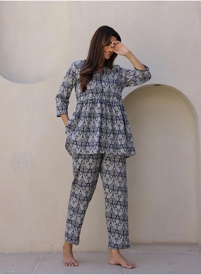 Ethnic Motifs Printed Pure Cotton Night suit - pzsku/ZF29C6E6EA9D708045F98Z/45/_/1740487868/05a06d99-4afb-4e8b-a494-748746f4a521