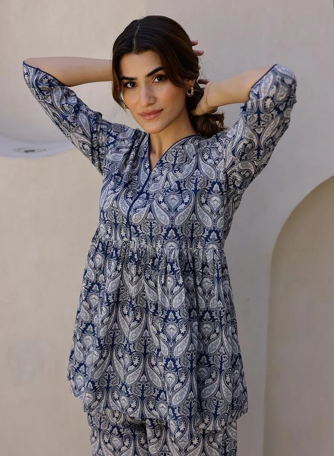 sanskrutihomes sanskrutihomes Paisley Printed Cotton Top and Pyjama Set
