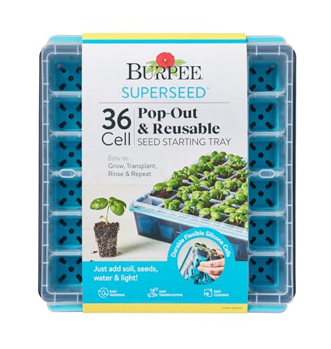 Burpee SuperSeed Seed Starting Tray  36 Cell Reusable Seed Starter Tray  for Starting Vegetable Flower  Herb Seeds  Indoor Grow Kit for Plant Seedlings  for Germination Success