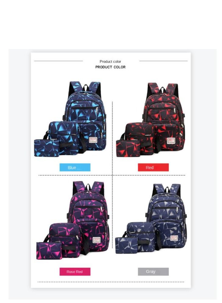 سبورت طقم حقيبة مدرسية ولوازمها مطبوعة مكون من 3 قطع أزرق/ أسود/ بني - Image 2