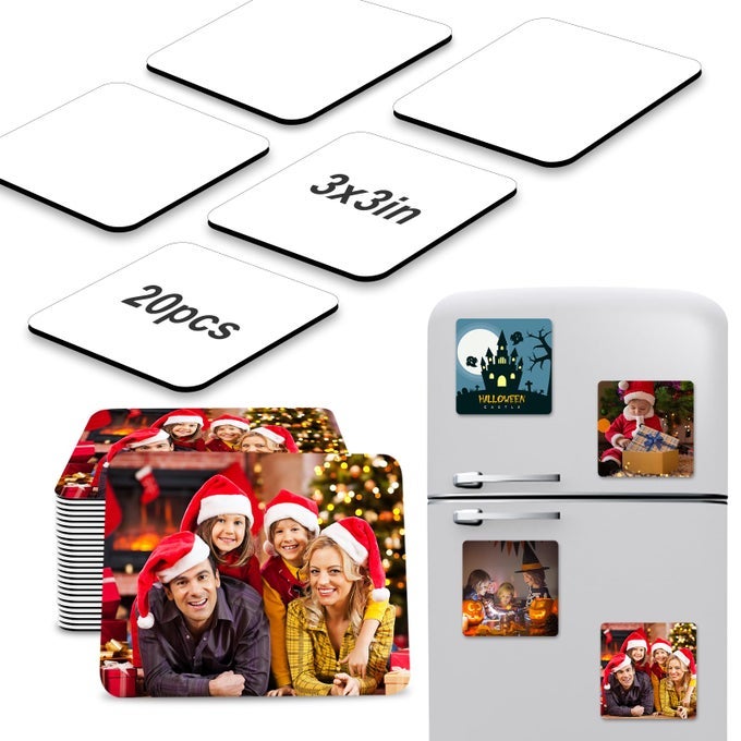 SUBLIMATION MAGNET BLANKS 3X3 INCH SUBLIMATION BLANK PRODUCTS 20PCS PERSONALIZED SUBLIMATION FRIDGE REFRIGERATOR MAGNETS FOR HOME KITCHEN OFFICE DECORATIVE SQUARE