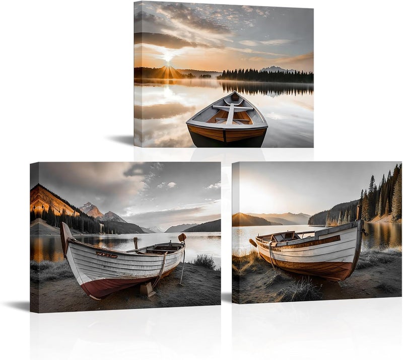 RnnJoile Boat Pictures Wall Art Canvas Set - Image 1