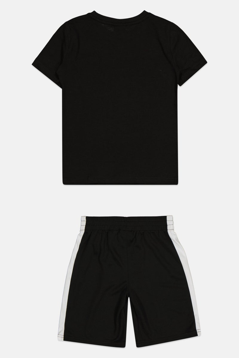 PUMA Kids Boy 2Pcs Brand Logo T-Shirt And Bottom Shorts Set, Black - Image 3