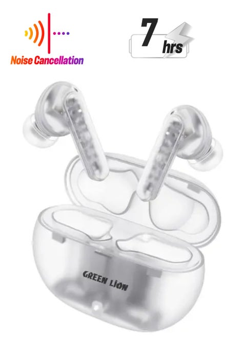 Transparent Pro 2 Wireless Earbuds, 4 ENC Equipped Mic, Multi-Function Touch, 400 mAh Battery, 10 m Transmission Range, Up to 7 Hours of Playing Time, Bluetooth 5.3 - White
